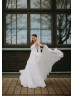 Thin Straps Ivory Chiffon Flowing Summer Wedding Dress